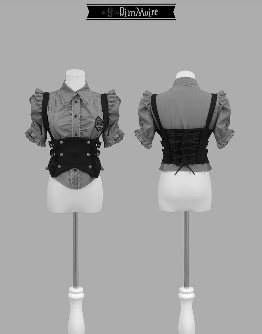 DimMoireディムモアール 学園ブラウス+ジレセット グレー&ブラック M DimMoire【ディムモアール】DimMoire学園ブラウス+ジレset/Gray&Black