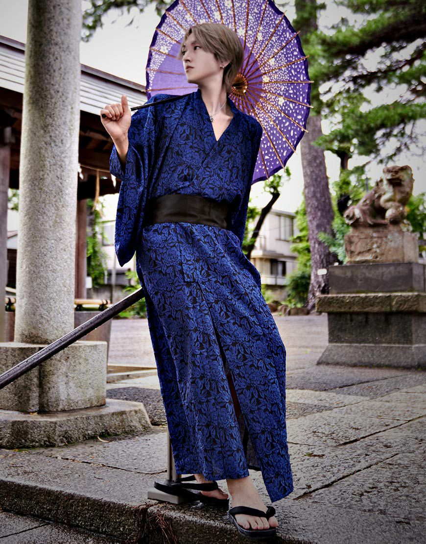 ililil【イルイルイル】花柄ジャガード浴衣四点セット(浴衣・帯・腰紐