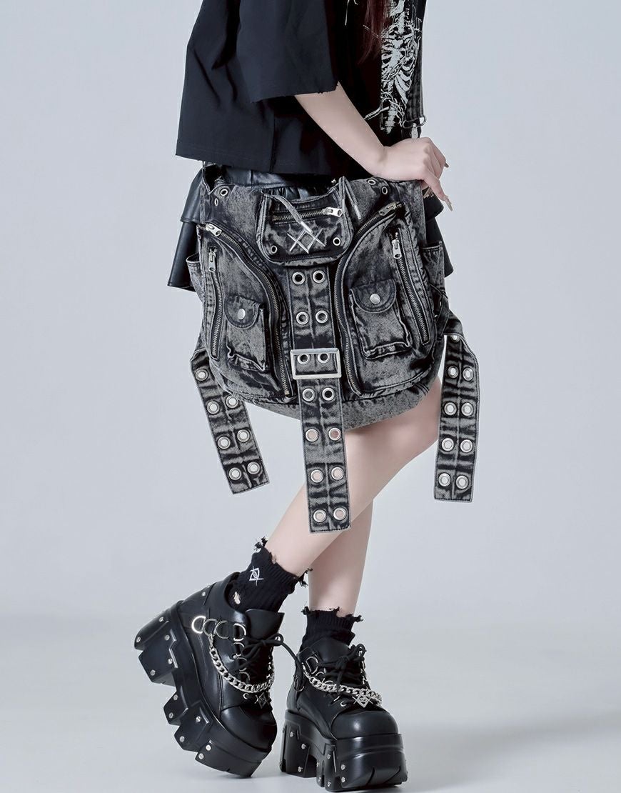 REFLEM【レフレム】加工デニム2WAYショルダーバッグ/全2色