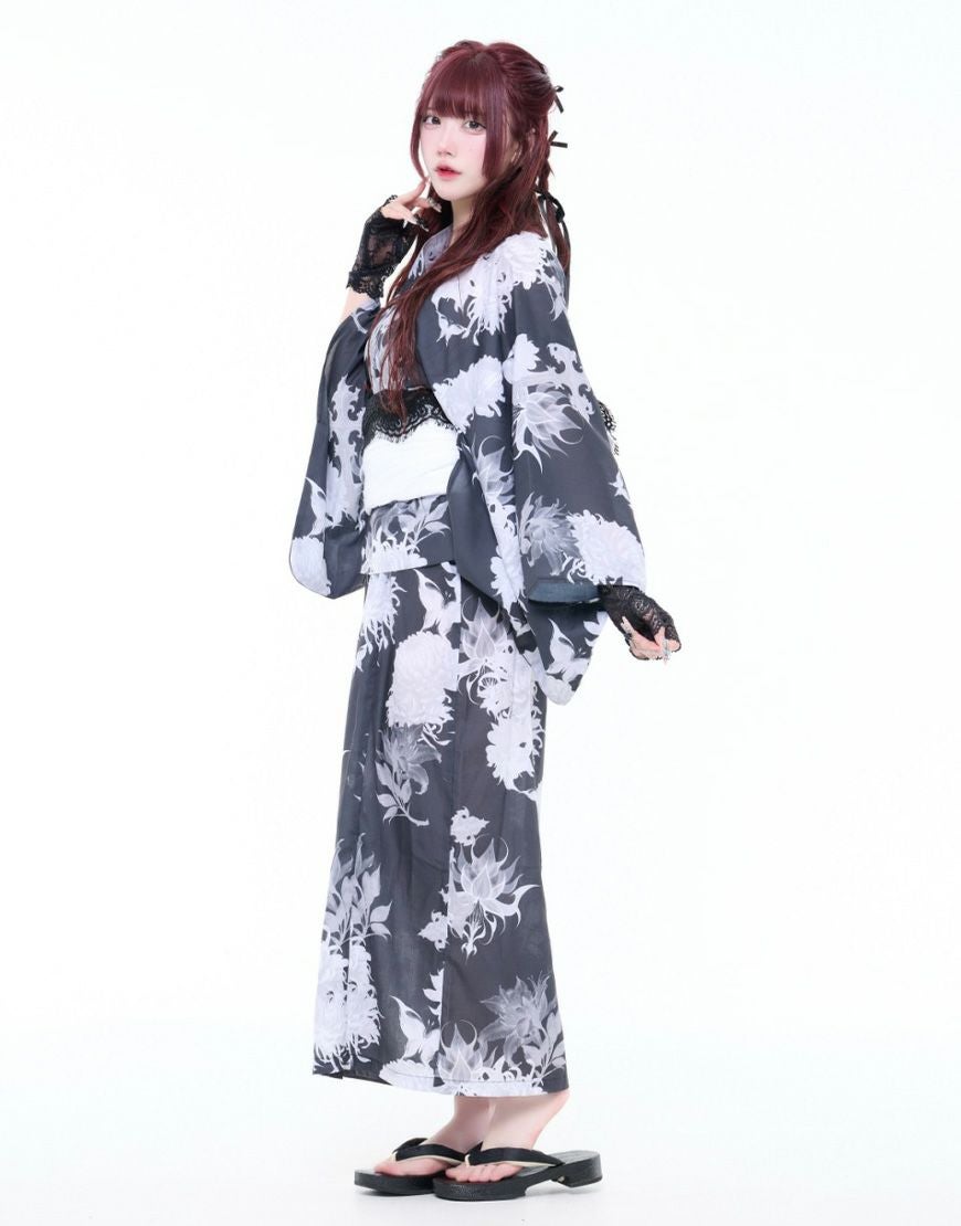 REFREM レフレム 2wayセパレート 総柄浴衣 セット REFLEM【レフレム】2wayセパレート総柄浴衣5点SET(羽織・キャミ