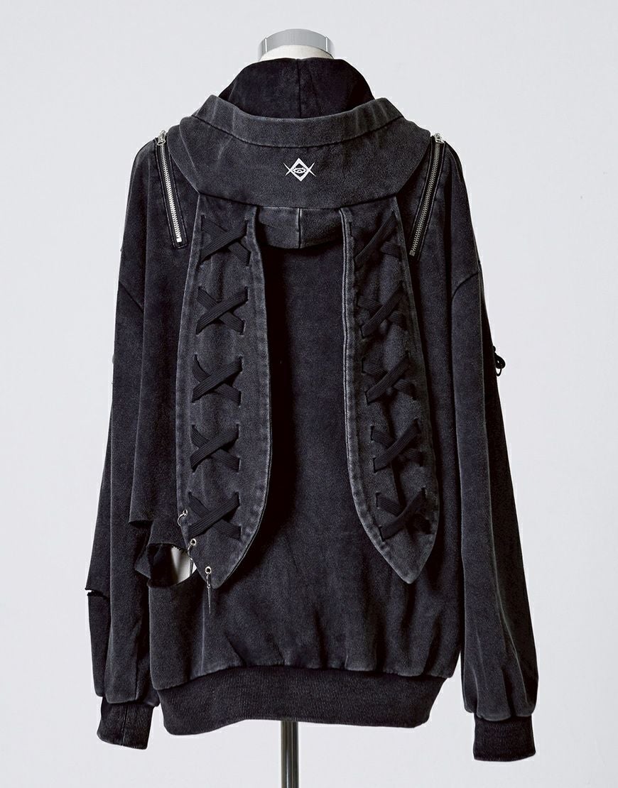 REFLEM【レフレム】チェーン付きブロークンうさ耳長袖ジップアップ