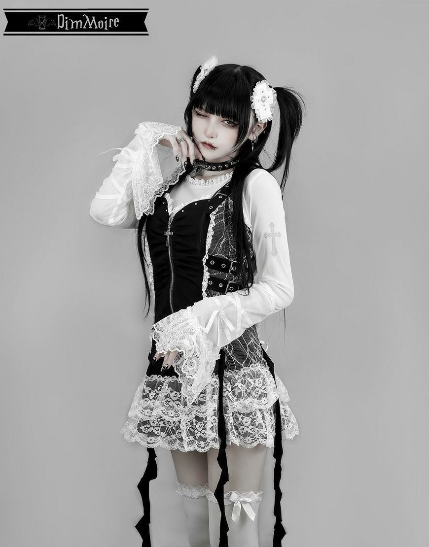 DimMoire 堕夢の契りGothicドレス　Black&White Mサイズ DimMoire【ディムモアール】堕夢の契りGothicドレス/Black×White