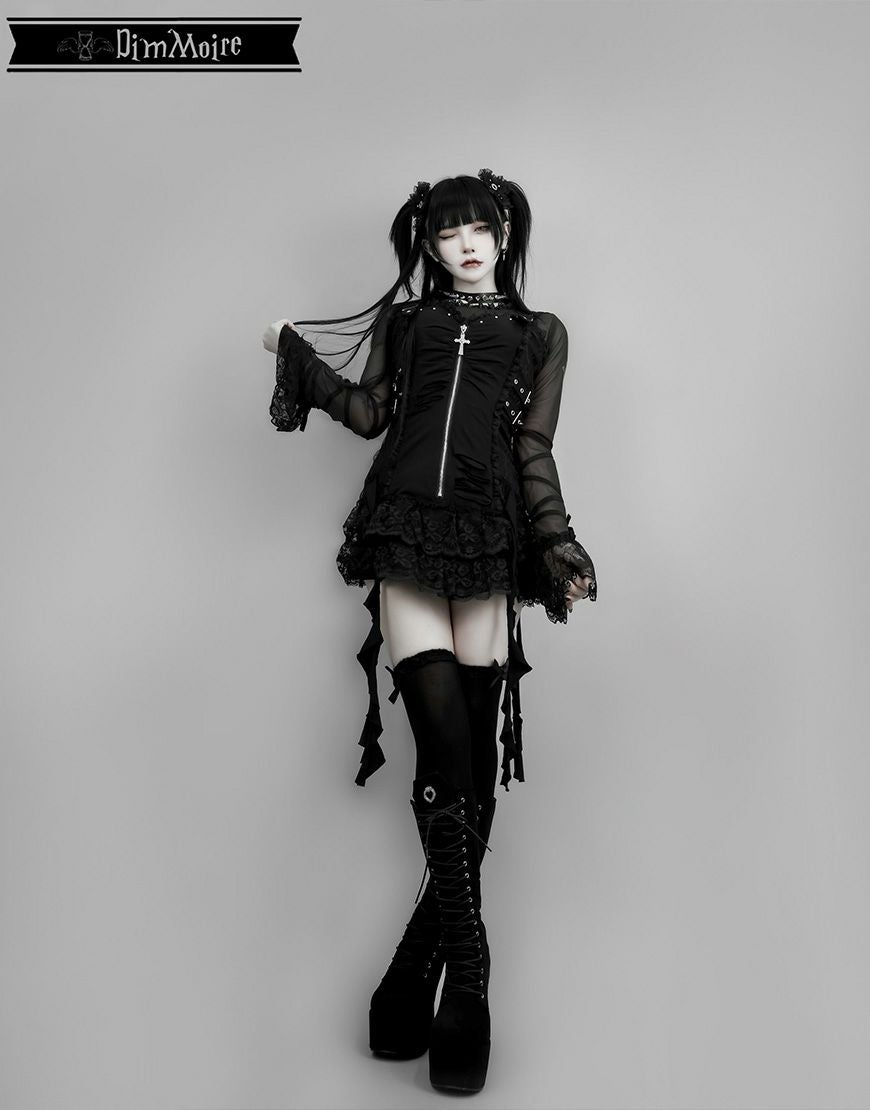 Dimmoire ディムモアール 十字の誓いガーターソックス ブラック DimMoire【ディムモアール】十字の誓いシアーインナー/Black