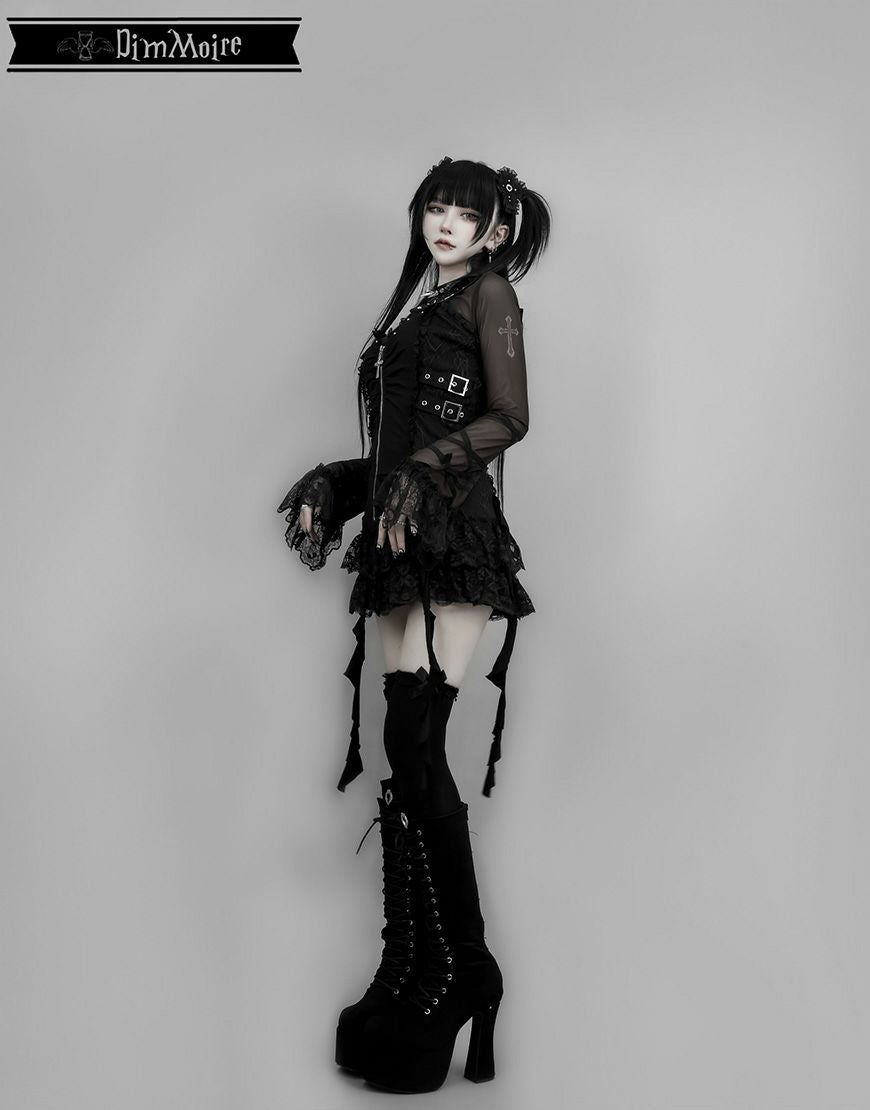 DimMoire ディムモアール 十字の誓いガーターソックス Black DimMoire【ディムモアール】十字の誓いシアーインナー/Black