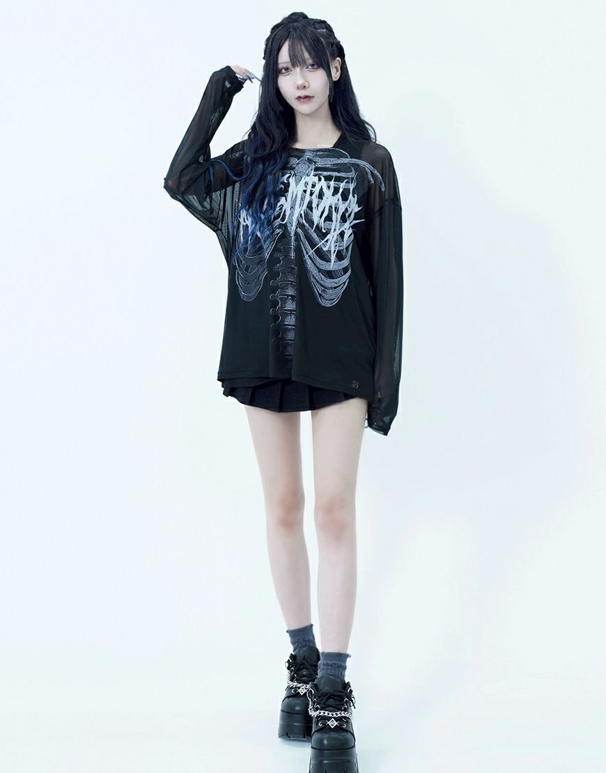 REFLEM【レフレム】シアーメッシュ長袖カットソー＆タンクトップ2P