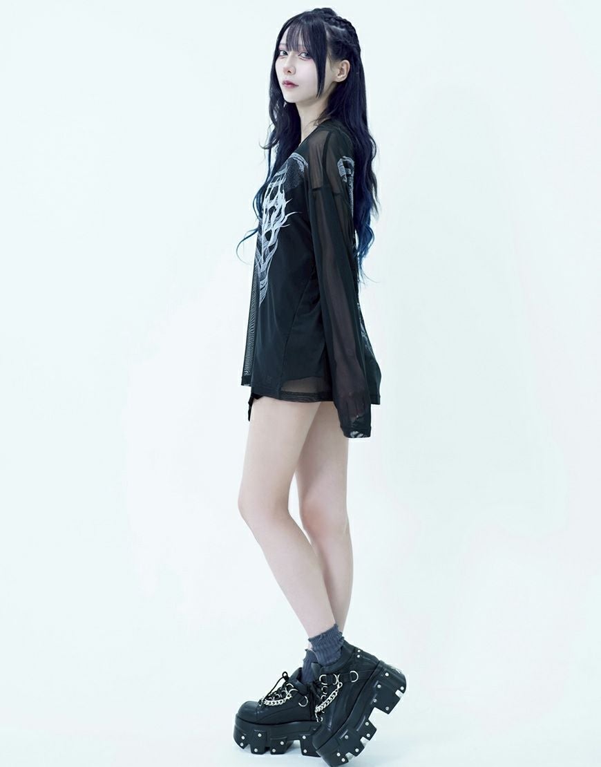 REFLEM【レフレム】シアーメッシュ長袖カットソー＆タンクトップ2P