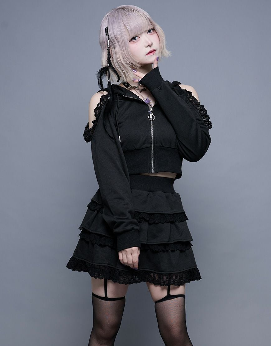 ililil【イルイルイル】†ぴえん卒業†スウェットパーカー＆ティアード