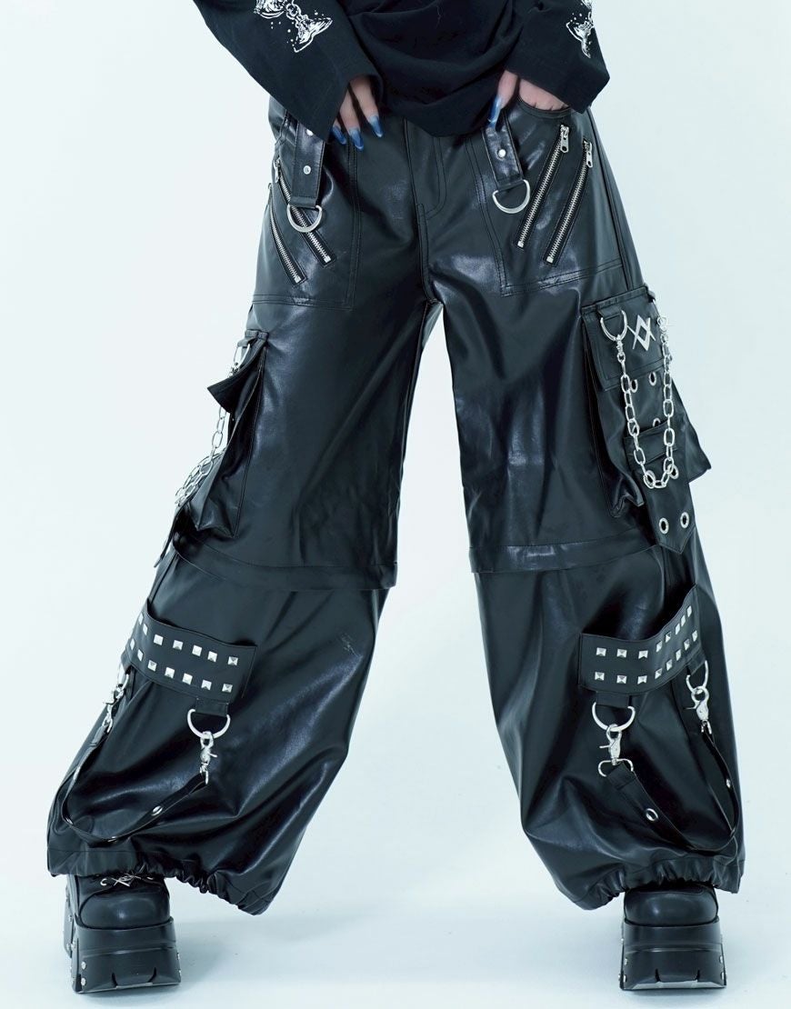 REFLEM【レフレム】2WAYワイドボンテージPUレザーパンツ/全1色