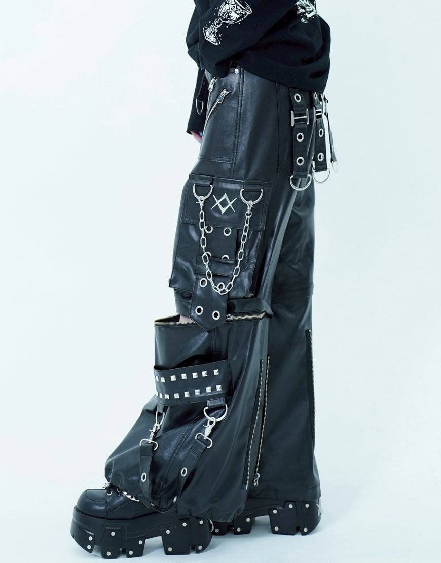 REFLEM【レフレム】2WAYワイドボンテージPUレザーパンツ/全1色