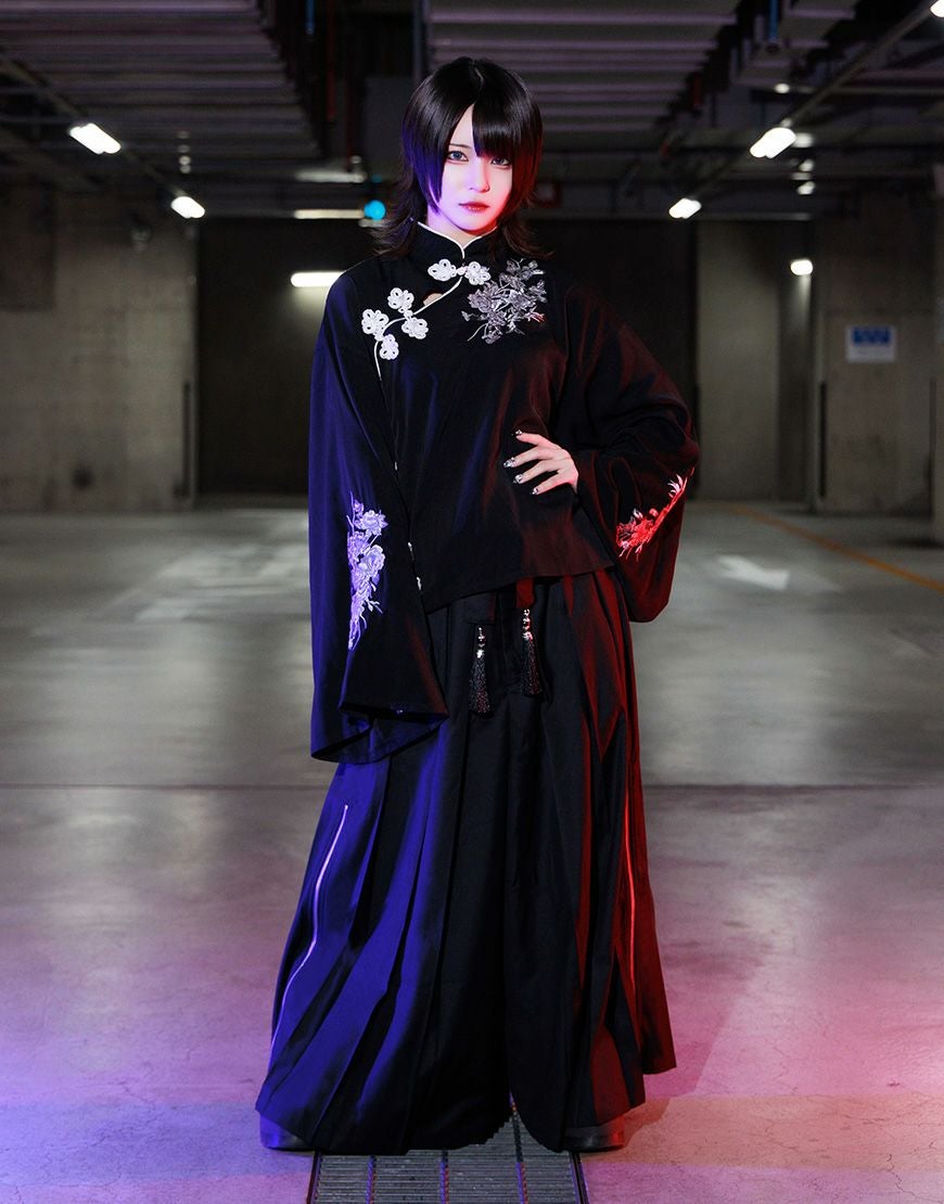 AdaNous【アダナス】咲き誇る チャイナ風ブラウス/全2色