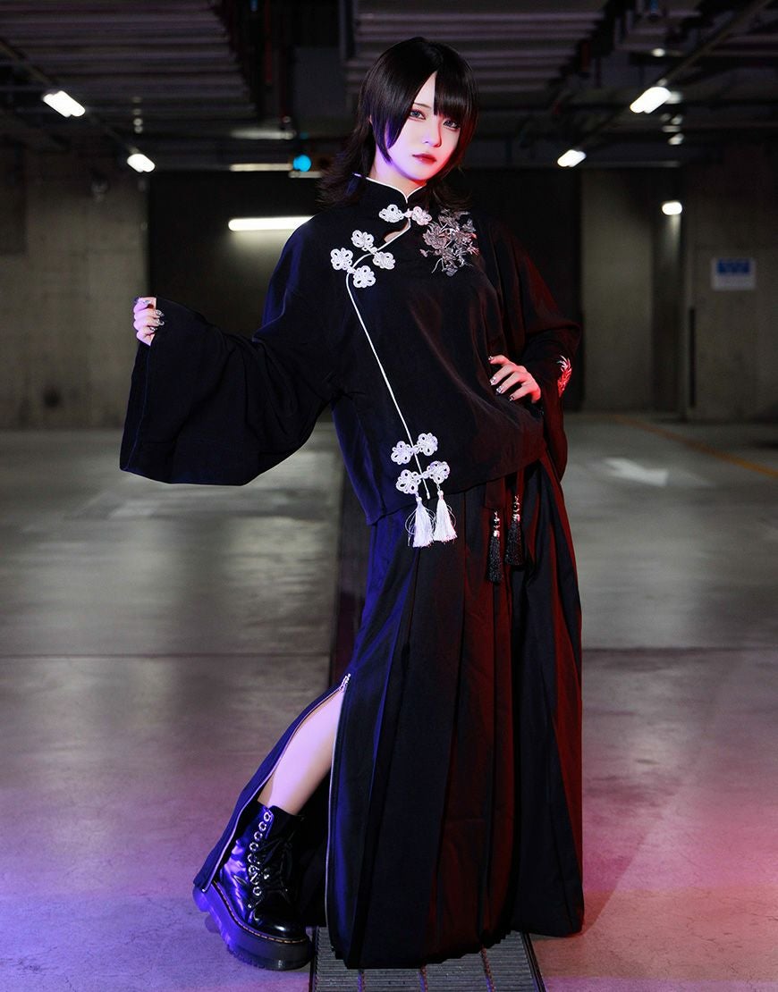 AdaNous【アダナス】咲き誇る チャイナ風ブラウス/全2色