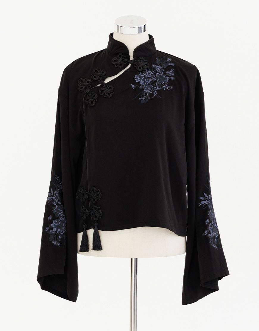 AdaNous【アダナス】咲き誇る チャイナ風ブラウス/全2色