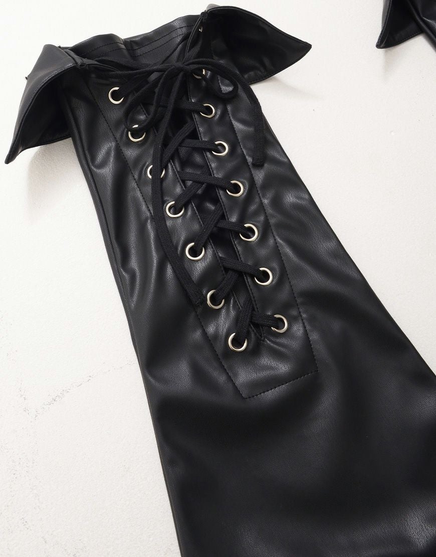 REFLEM【レフレム】PUレザー編み上げレッグカバー/全1色