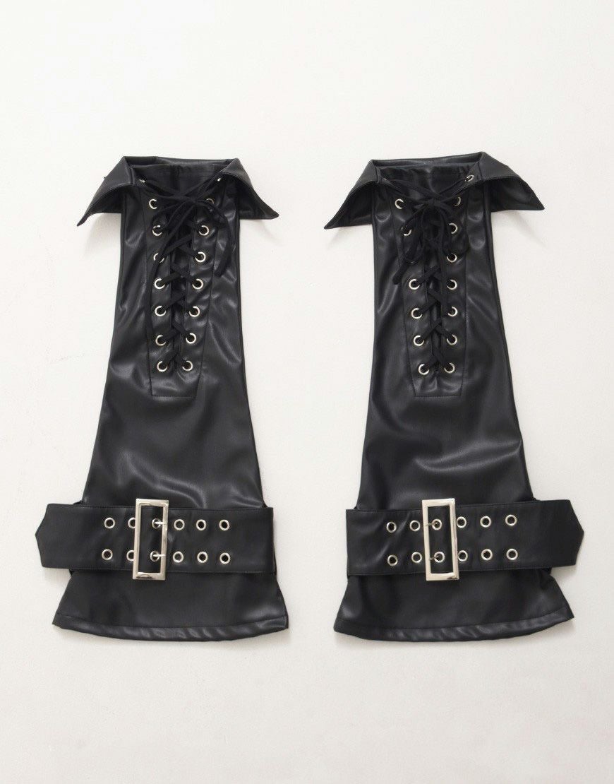 REFLEM【レフレム】PUレザー編み上げレッグカバー/全1色