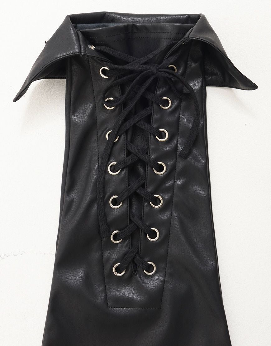 REFLEM【レフレム】PUレザー編み上げレッグカバー/全1色