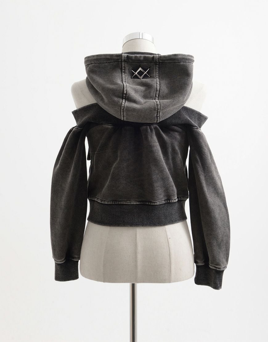 REFLEM【レフレム】オフショルクロップドジップパーカー/全2色