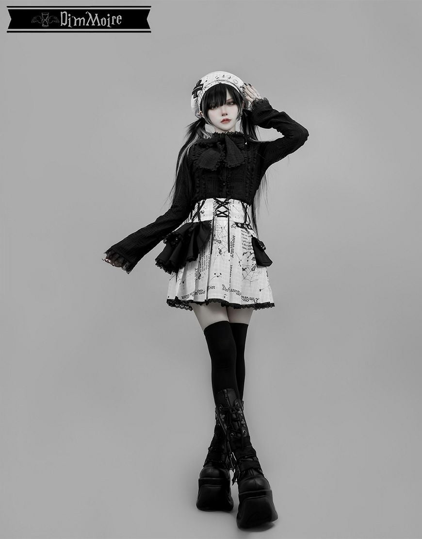 DimMoire【ディムモアール】魅了のロゴリベットベレー帽/Whiteチェック