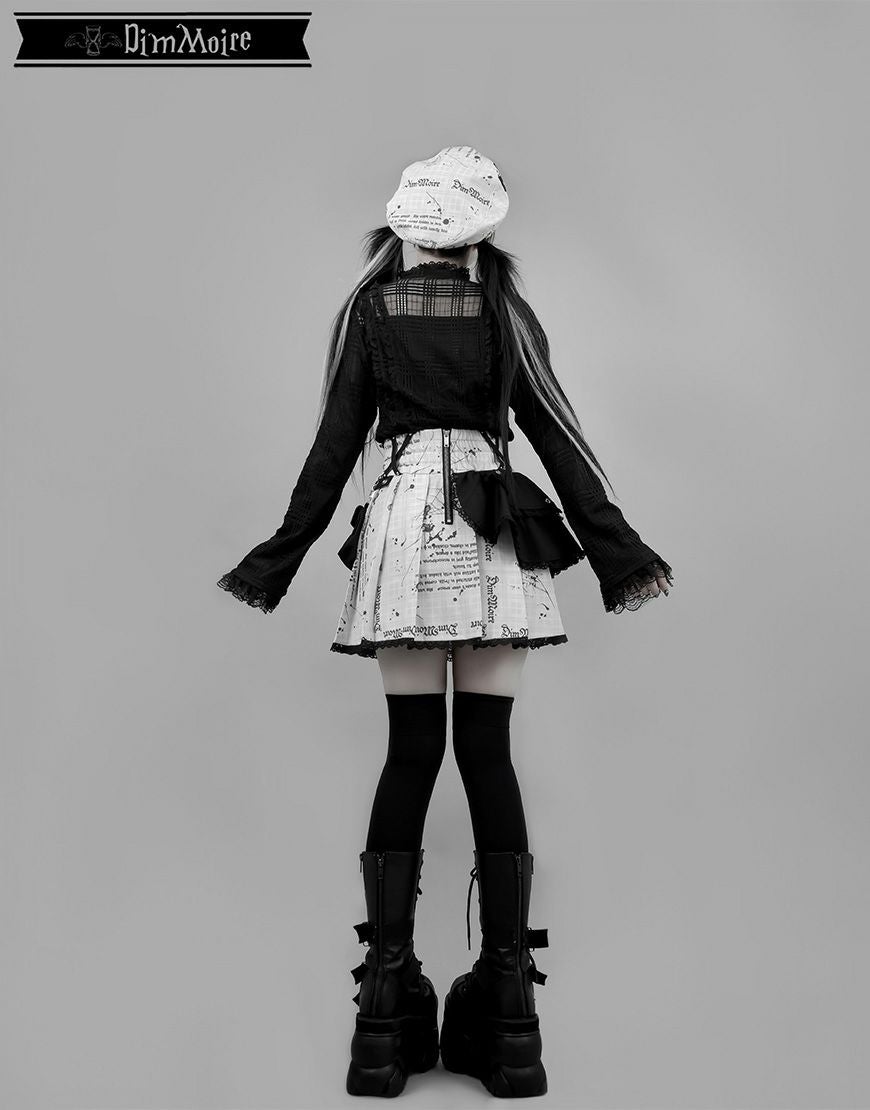 dimmoire 魅了のアシメミニスカート Whiteチェック DimMoire【ディムモアール】魅了のアシメミニスカート/Whiteチェック