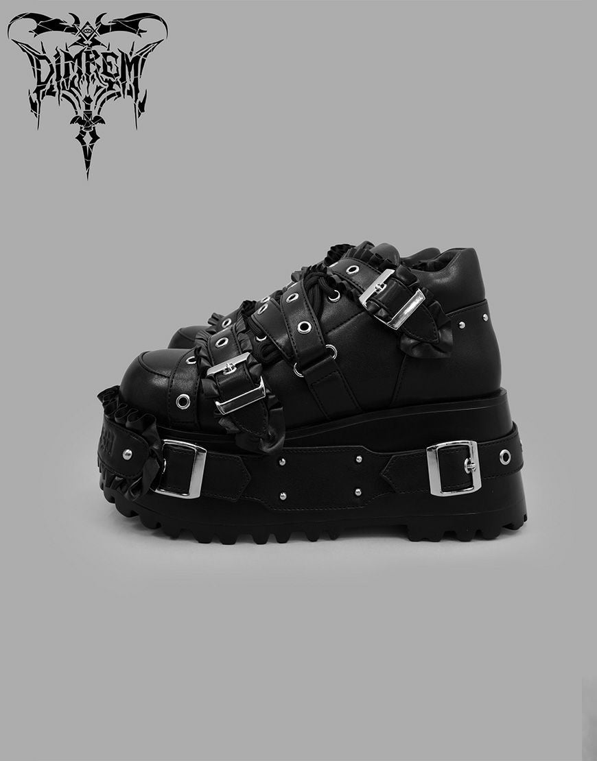 DIMREM【ディムレム】超フリルベルトシューズ/Black