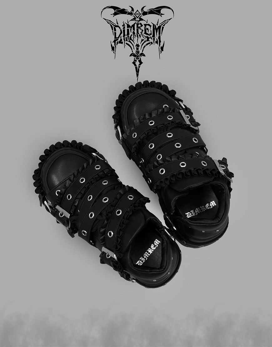 DIMREM【ディムレム】超フリルベルトシューズ/Black