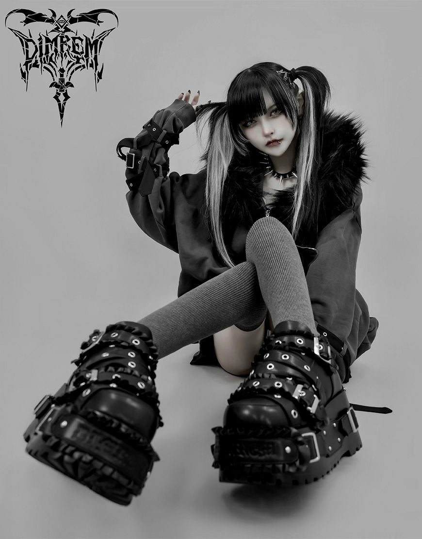 DIMREM【ディムレム】超フリルベルトシューズ/Black