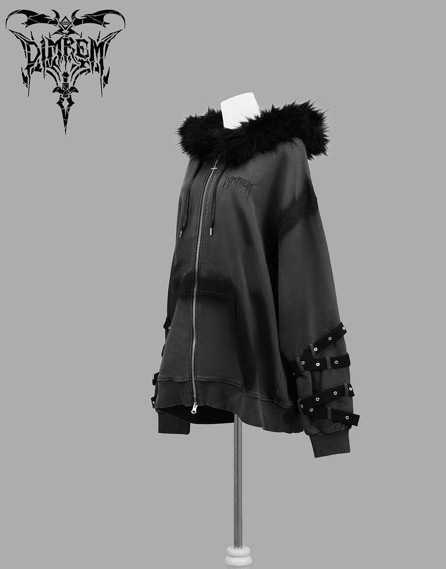 DIMREM【ディムレム】超ハトメファーフードパーカー/Gray