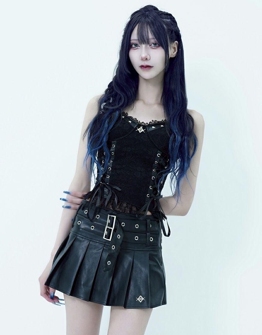 REFLEM【レフレム】ベルト付きプリーツミニスカート/全2色