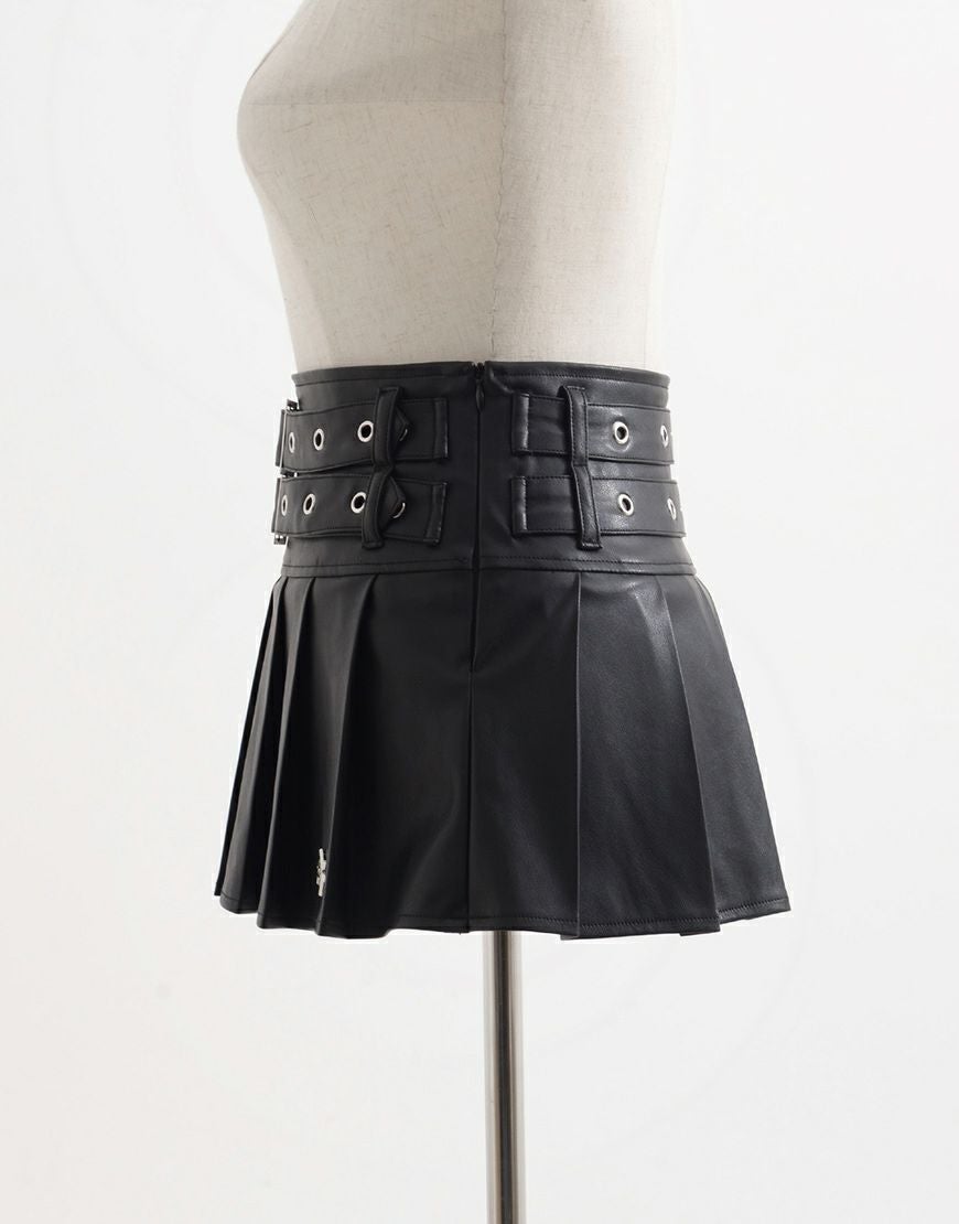 REFLEM【レフレム】ベルト付きプリーツミニスカート/全2色