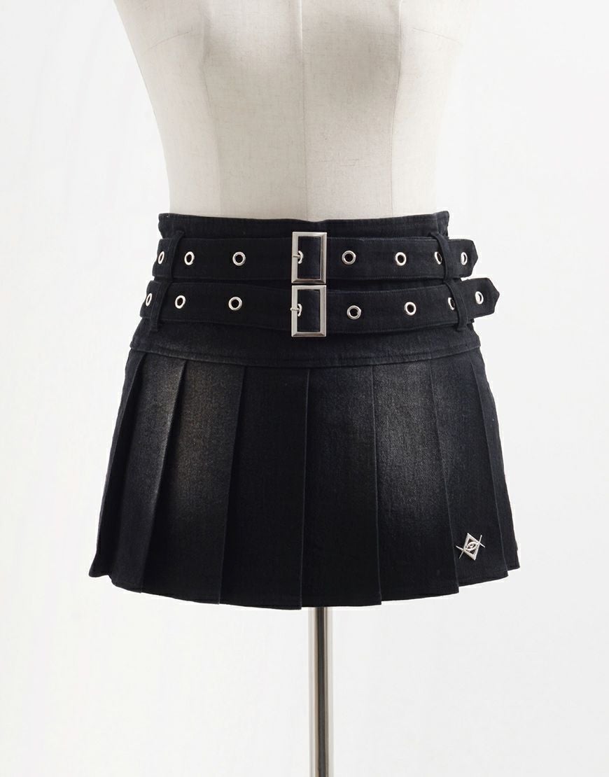 REFLEM【レフレム】ベルト付きプリーツミニスカート/全2色