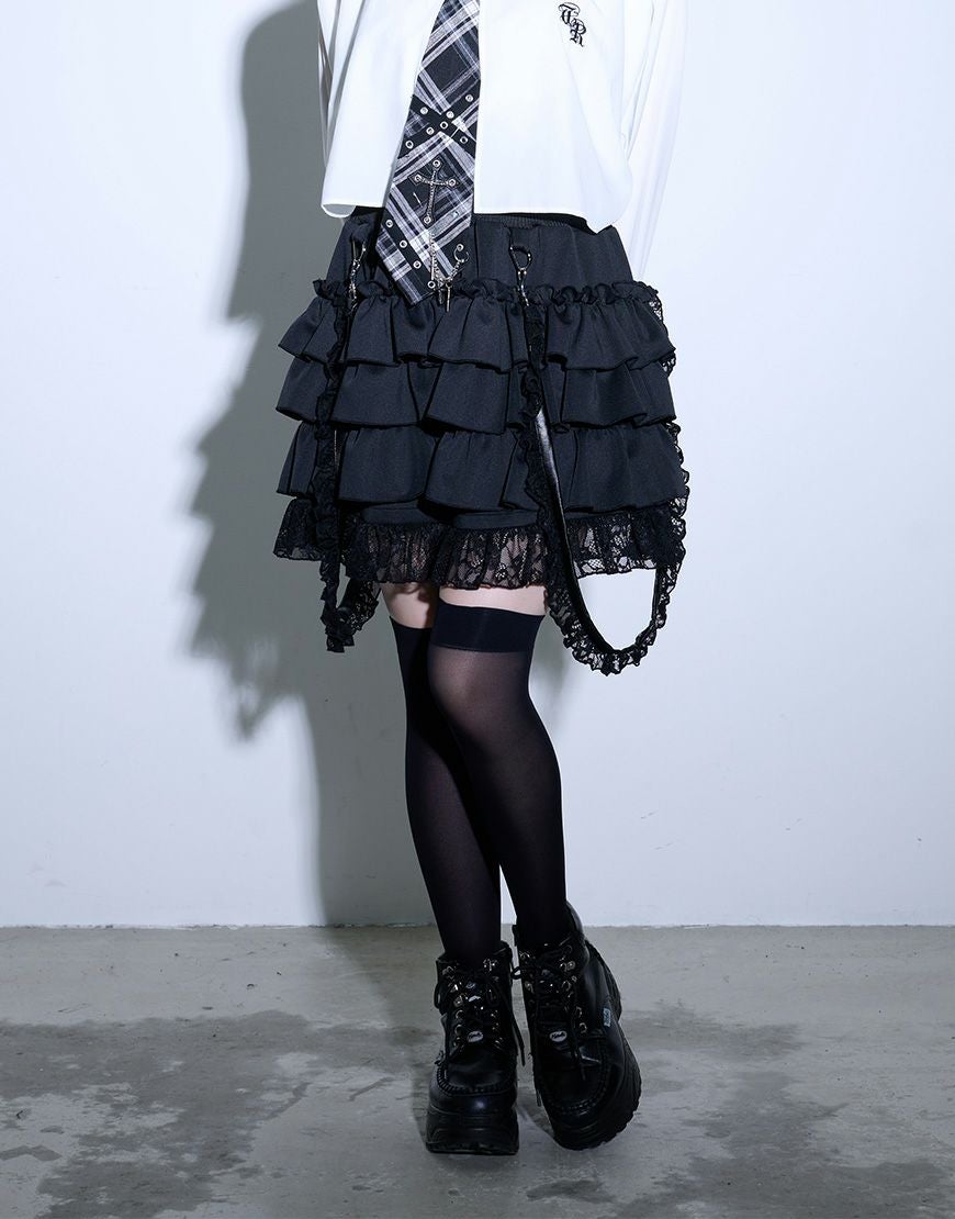 TRAVAS TOKYO【トラバストーキョー】サスペンダー付きフリルパンツ /全2色