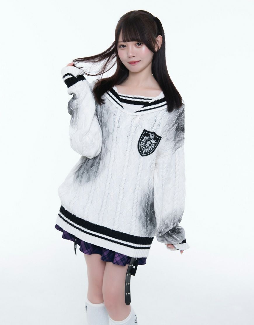 TRAVAS TOKYO【トラバストーキョー】吹付セーラー付プルオーバーニット