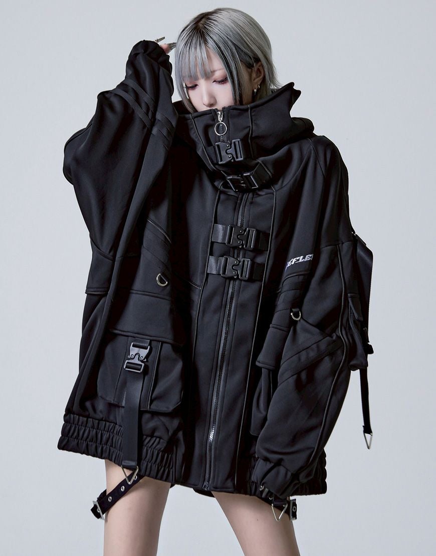 REFLEM レフレム ライン 切り替え ジャージ パーカー 激レアピンク♡ REFLEM【レフレム】サイバー切替ボリュームネックジャージパーカー/全2色