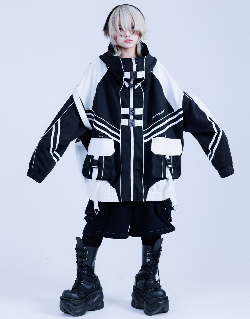 REFLEM【レフレム】サイバー切替ボリュームネックジャージパーカー/全2色