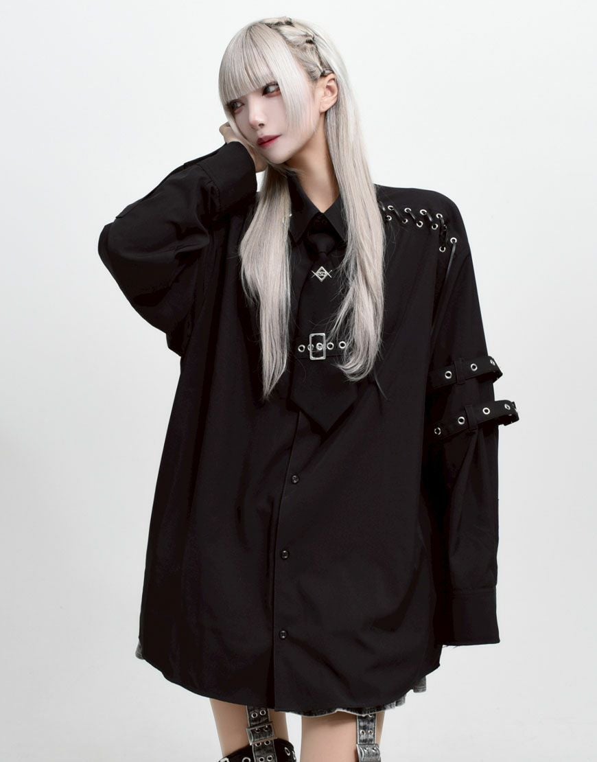 正規品　監禁ハーネスシャツ【Black】　DimMoire　地雷系 DimMoire【ディムモアール】監禁ハーネスシャツ/Black