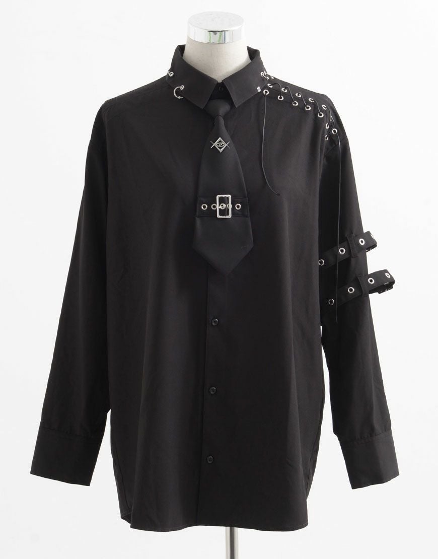 REFLEM【レフレム】ステッチ入りネクタイ付き長袖シャツ/全2色