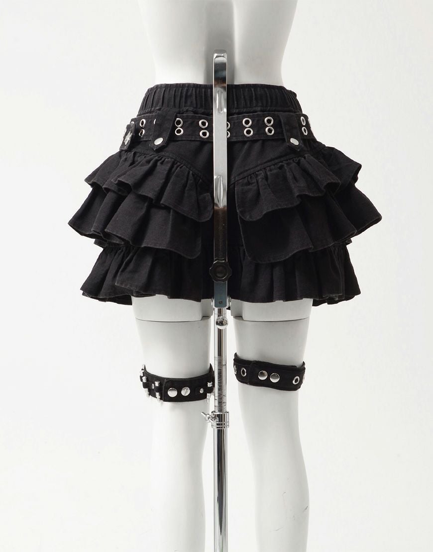 REFLEM【レフレム】ベルト付きカーゴデニムフリルスカート/全2色