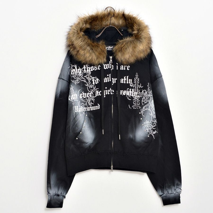 ACRO SELECT【アクロセレクト】ファー付きスプレー加工ダブルジップ