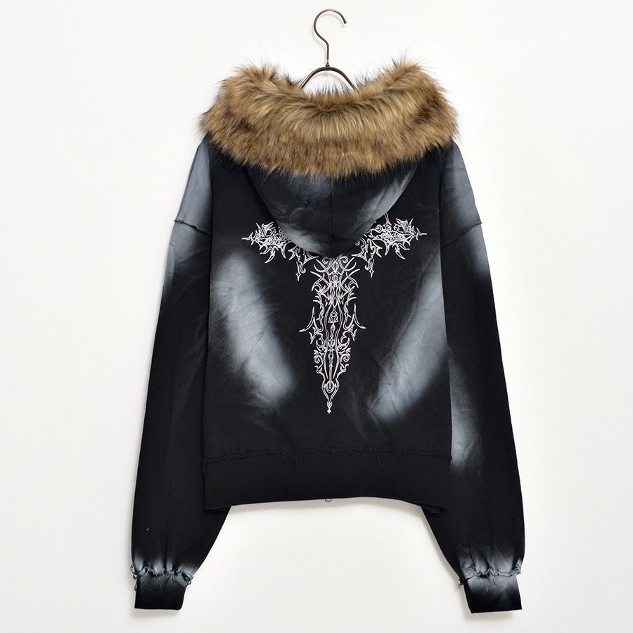 ACRO SELECT【アクロセレクト】ファー付きスプレー加工ダブルジップ