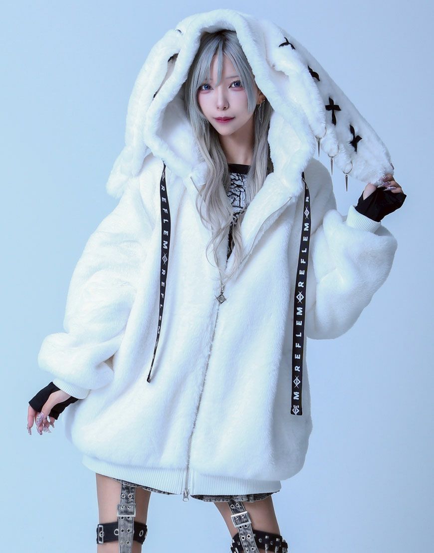 【着画あり】REFLEM うさ耳アウター うさ耳パーカー REFLEM【レフレム】うさ耳ファージップアップパーカー/全3色