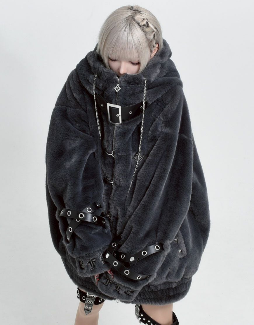 REFLEM【レフレム】ベルト付きハイネックファーパーカー/全2色