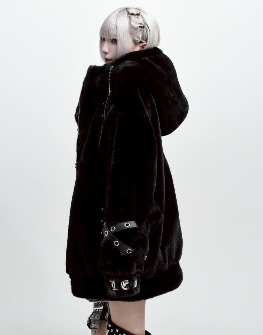 REFLEM【レフレム】ベルト付きハイネックファーパーカー/全2色