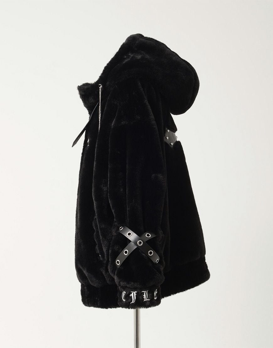 REFLEM【レフレム】ベルト付きハイネックファーパーカー/全2色