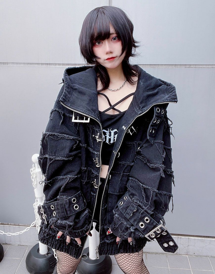 REFLEM【レフレム】ツギハギベルト付きハイネックジップパーカー/全2色