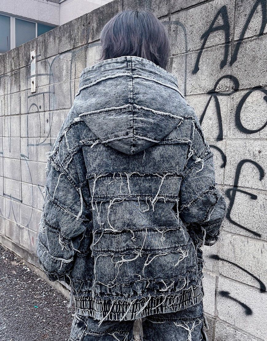 REFLEM【レフレム】ツギハギベルト付きハイネックジップパーカー/全2色