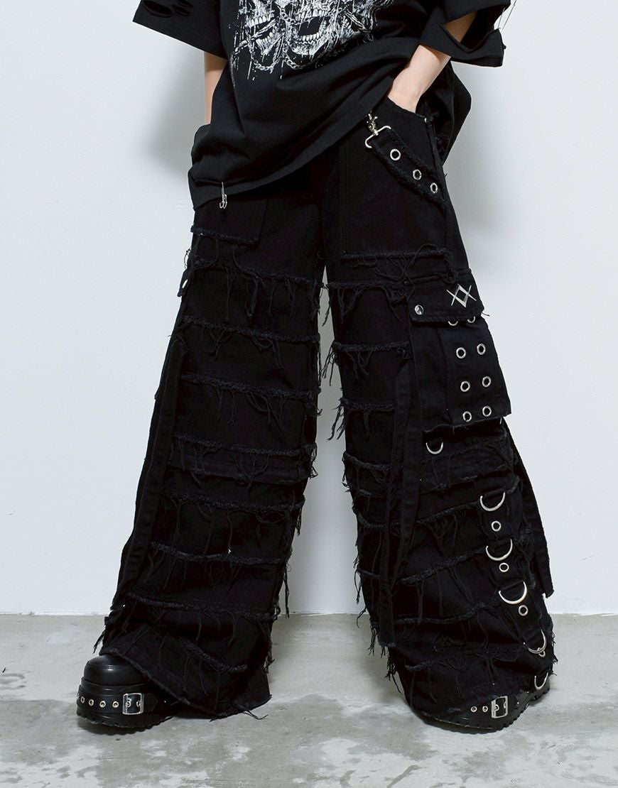 REFLEM【レフレム】2WAYワイドボンテージPUレザーパンツ/全1色