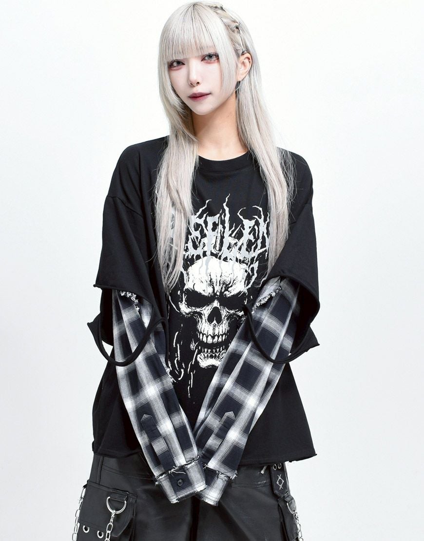 ★REFLEM レフレム フェイクレイヤードチェックロンT★ REFLEM【レフレム】フェイクレイヤードチェックロンT/全3色