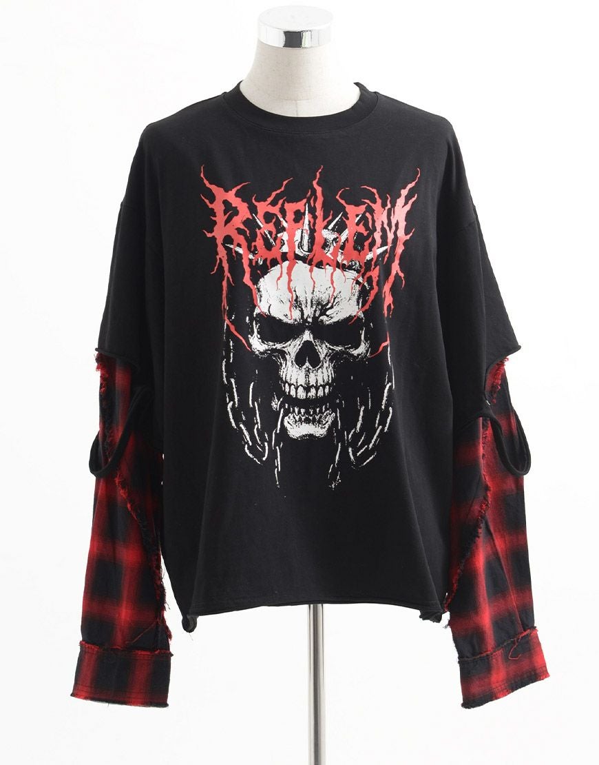 REFLEM【レフレム】フェイクレイヤードチェックロンT/全3色