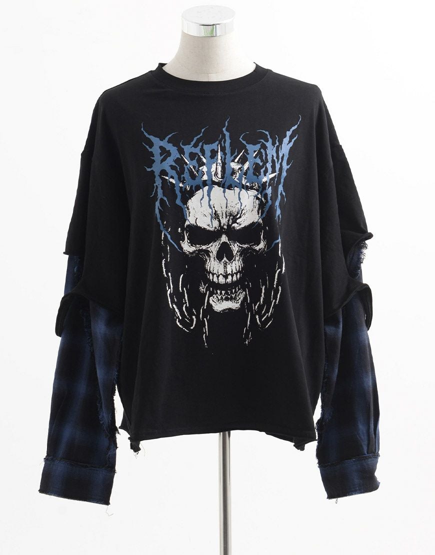 REFLEM【レフレム】フェイクレイヤードチェックロンT/全3色