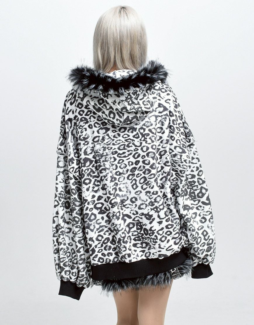 REFLEM【レフレム】ファー付き総柄ジップパーカー/全3色