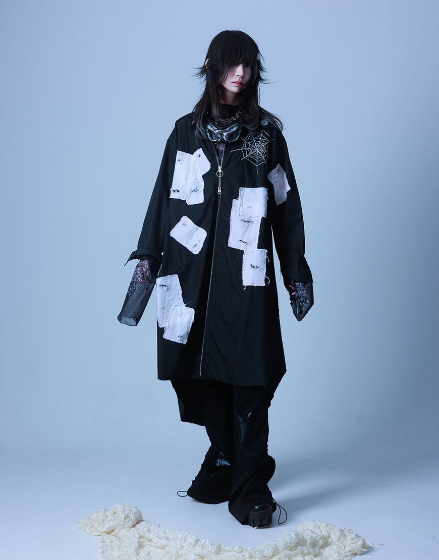 Gamchu【ガムチュ】Ghazero/ガゼロ Gauze Patch Long Zip Shirt/全2色